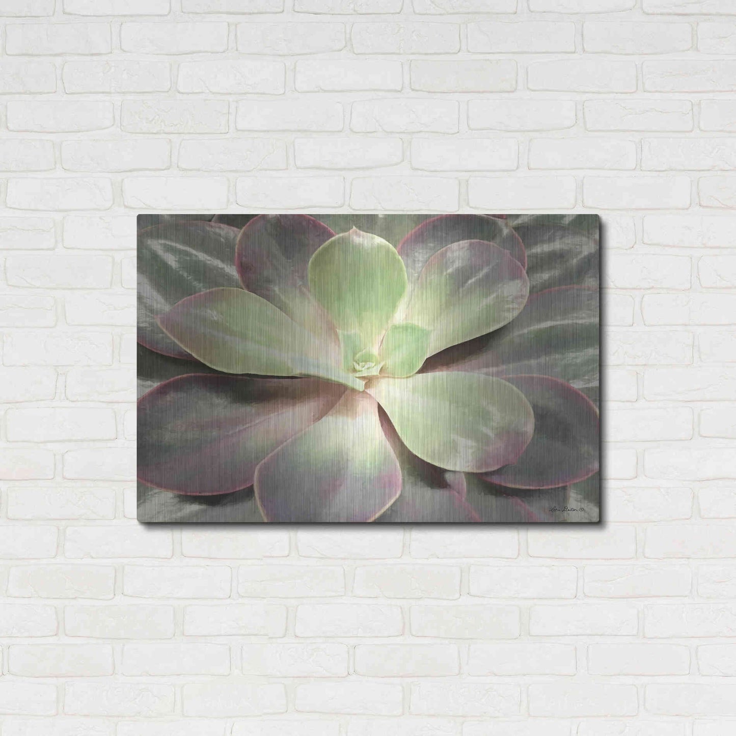 Luxe Metal Art 'Glowing Succulent I' by Lori Deiter, Metal Wall Art,36x24