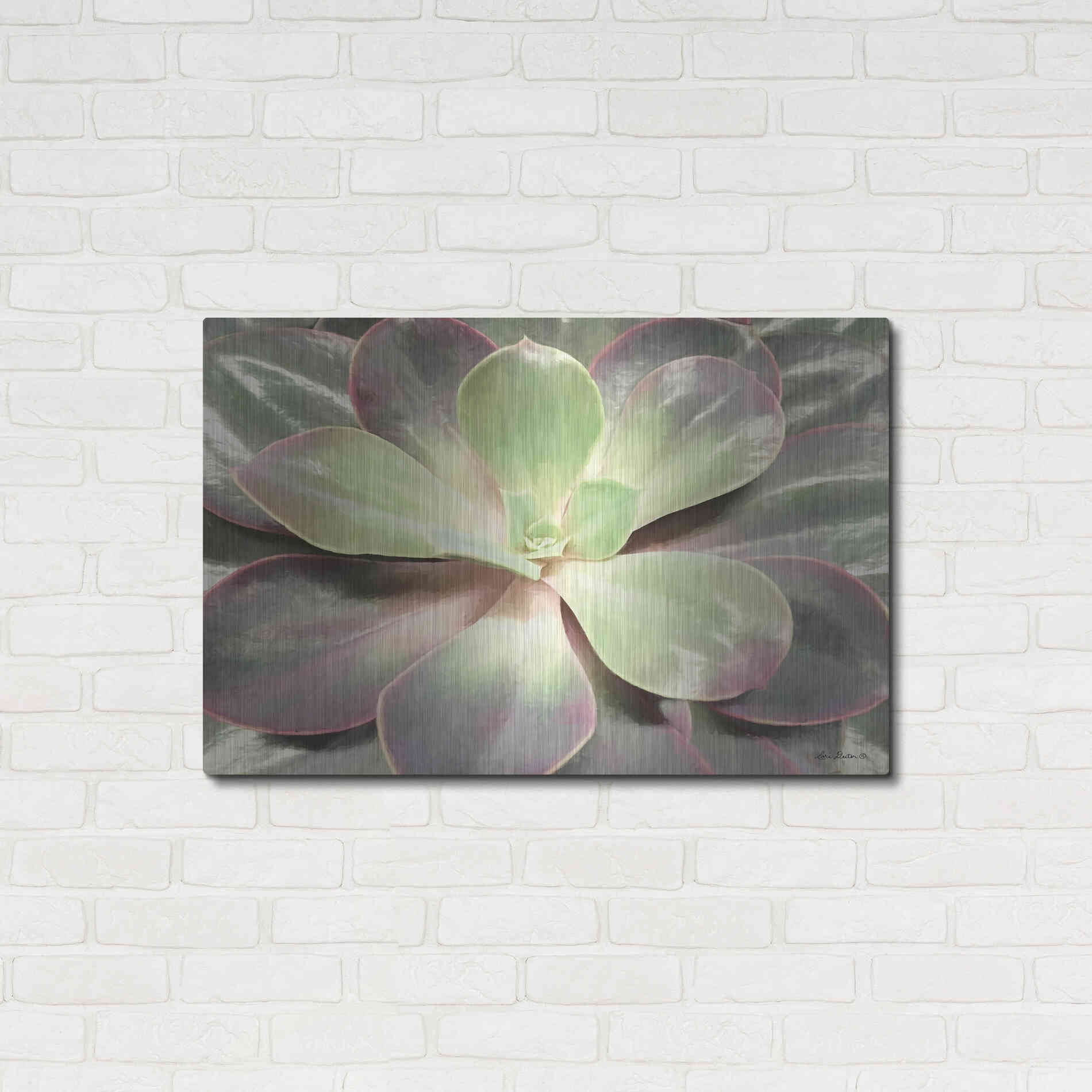 Luxe Metal Art 'Glowing Succulent I' by Lori Deiter, Metal Wall Art,36x24