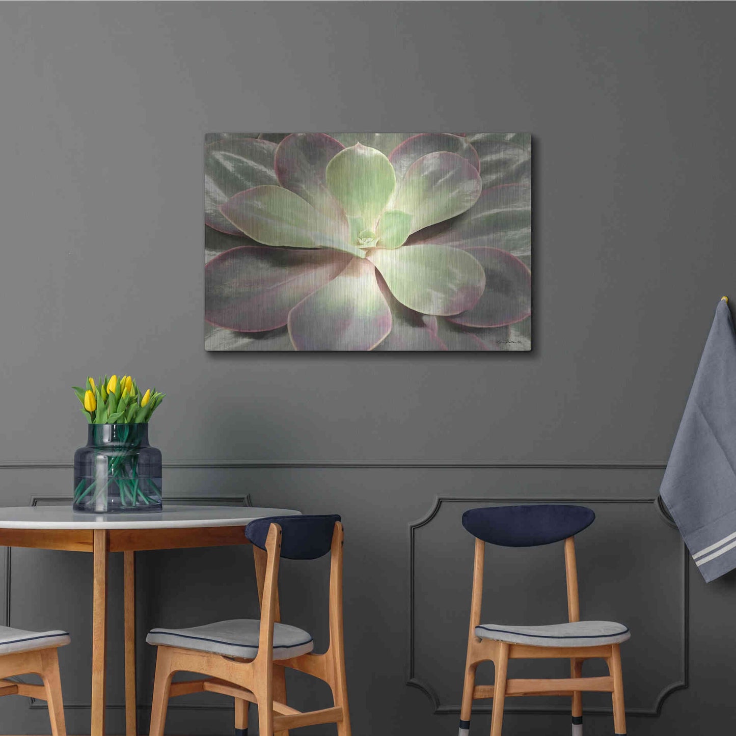 Luxe Metal Art 'Glowing Succulent I' by Lori Deiter, Metal Wall Art,36x24