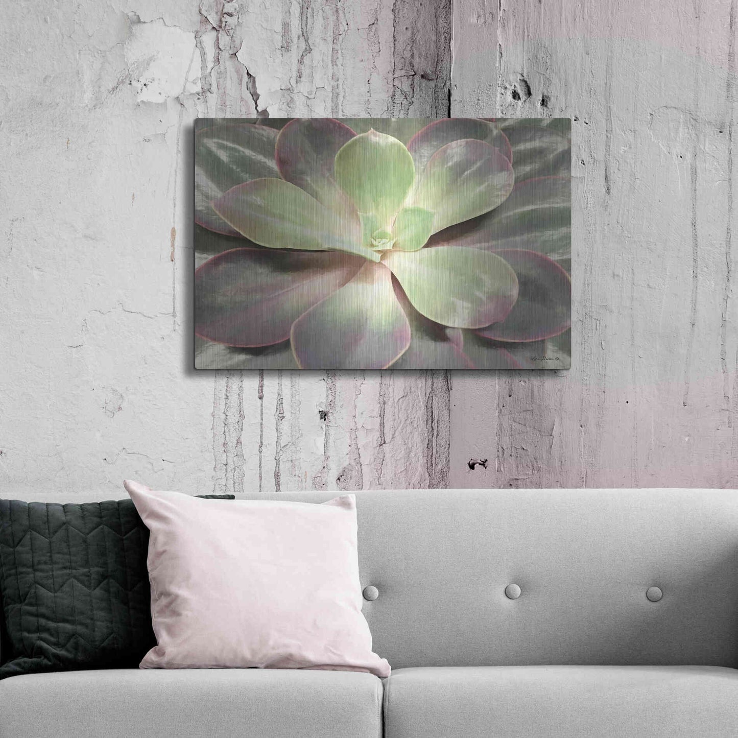 Luxe Metal Art 'Glowing Succulent I' by Lori Deiter, Metal Wall Art,36x24