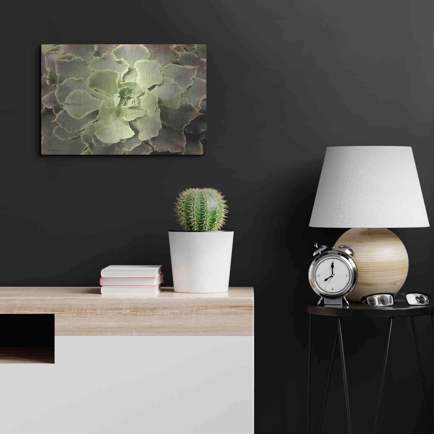 Luxe Metal Art 'Glowing Succulent II' by Lori Deiter, Metal Wall Art,24x16
