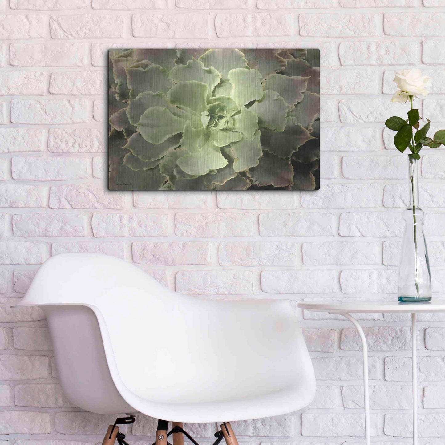 Luxe Metal Art 'Glowing Succulent II' by Lori Deiter, Metal Wall Art,24x16