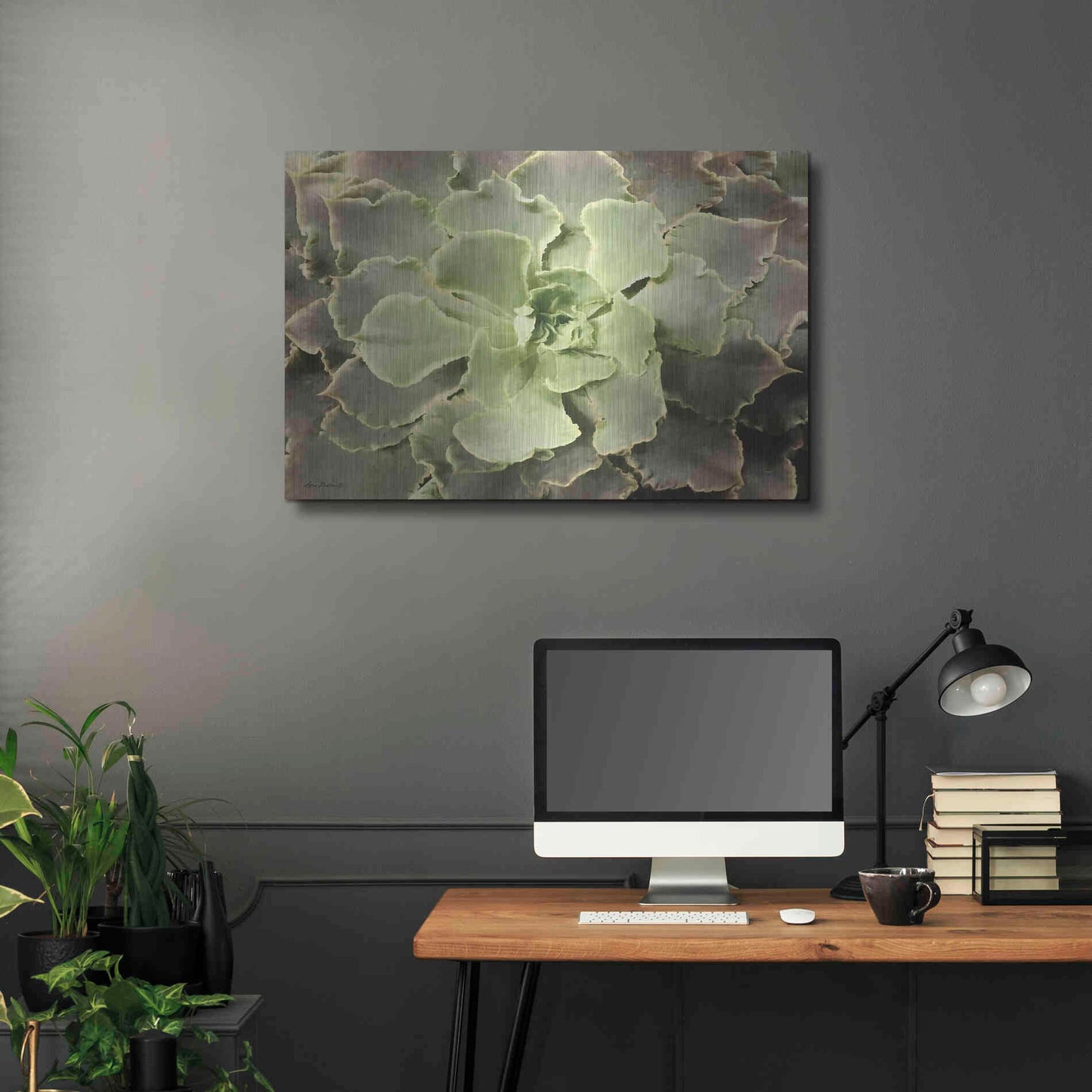 Luxe Metal Art 'Glowing Succulent II' by Lori Deiter, Metal Wall Art,36x24