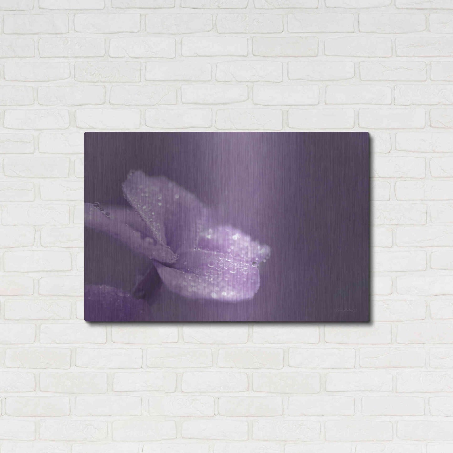 Luxe Metal Art 'Purple Dew' by Lori Deiter, Metal Wall Art,36x24