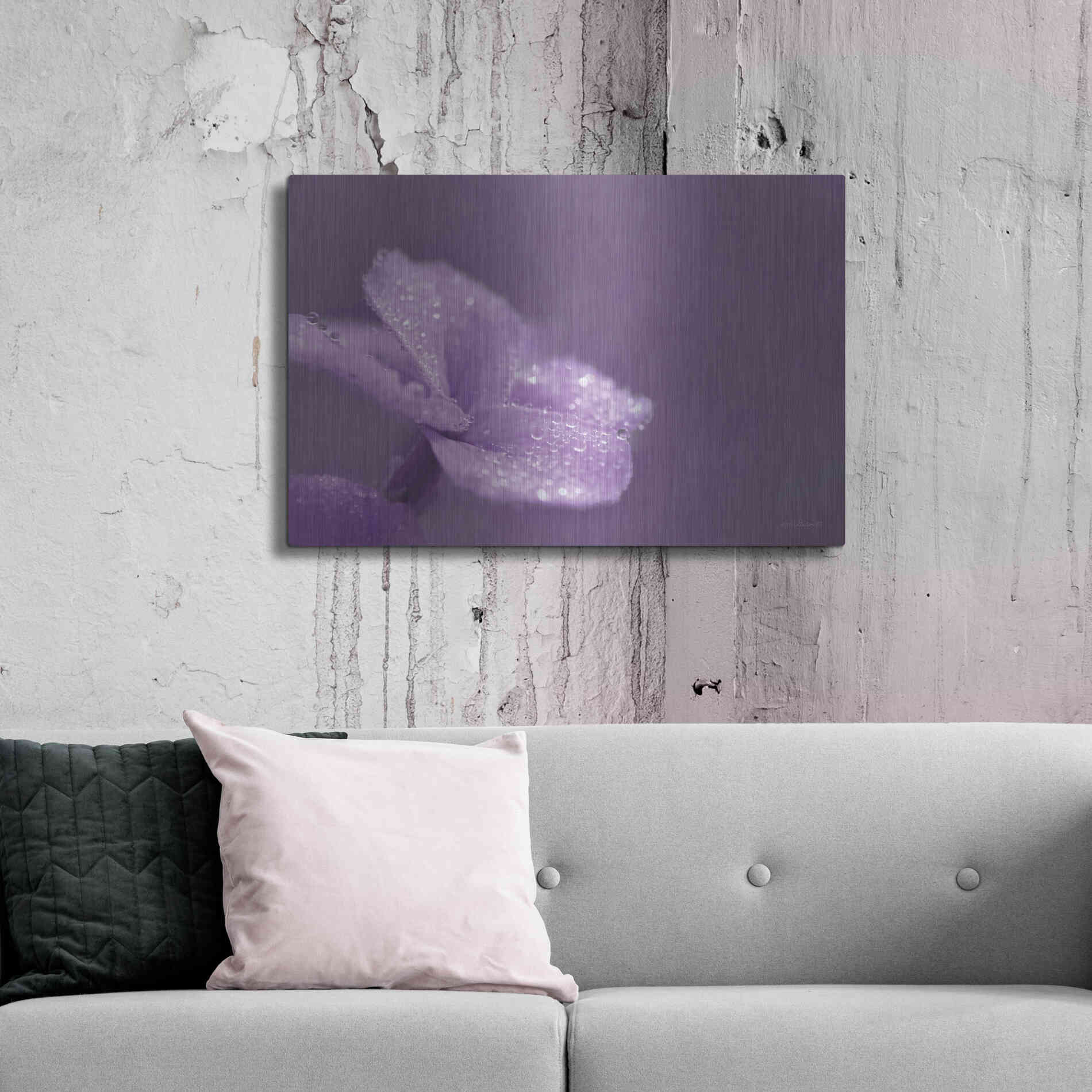 Luxe Metal Art 'Purple Dew' by Lori Deiter, Metal Wall Art,36x24