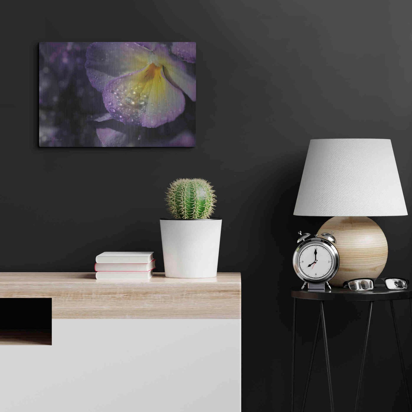 Luxe Metal Art 'Purple Pansy' by Lori Deiter, Metal Wall Art,24x16