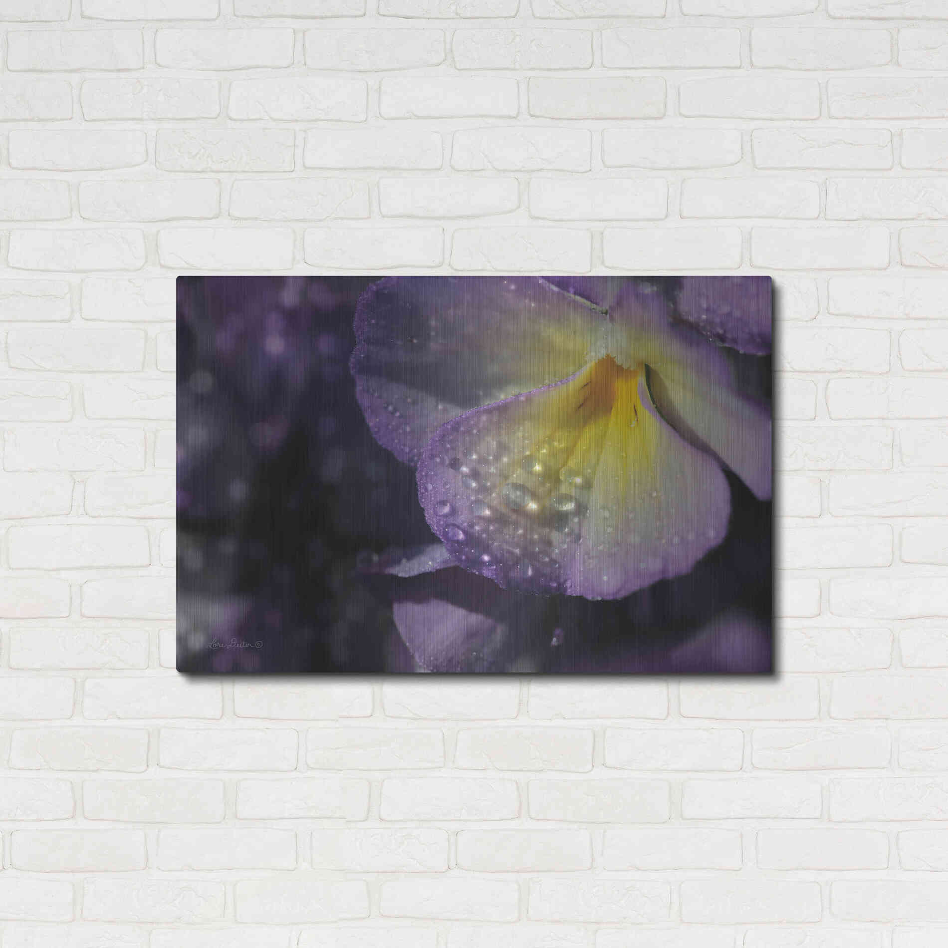 Luxe Metal Art 'Purple Pansy' by Lori Deiter, Metal Wall Art,36x24