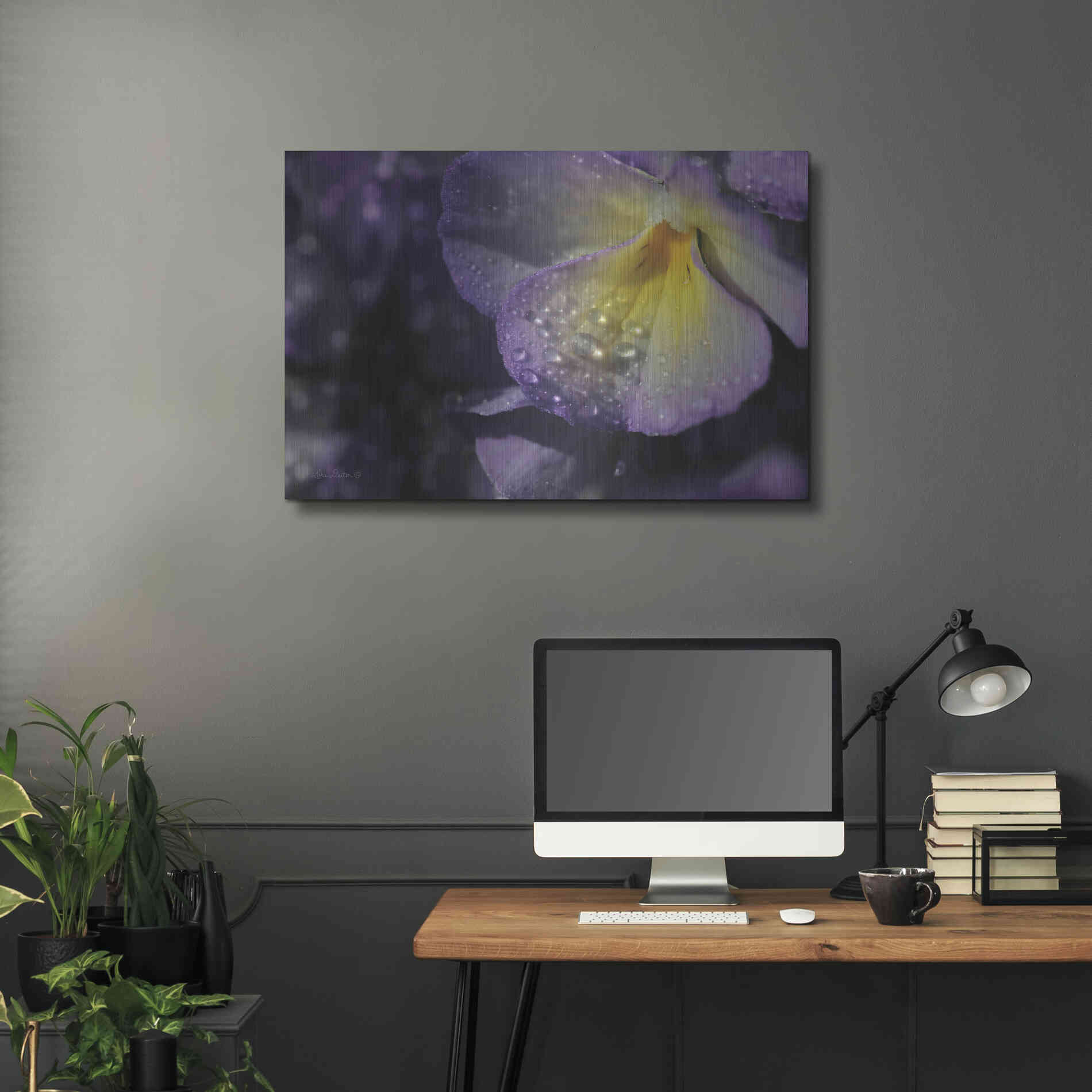 Luxe Metal Art 'Purple Pansy' by Lori Deiter, Metal Wall Art,36x24