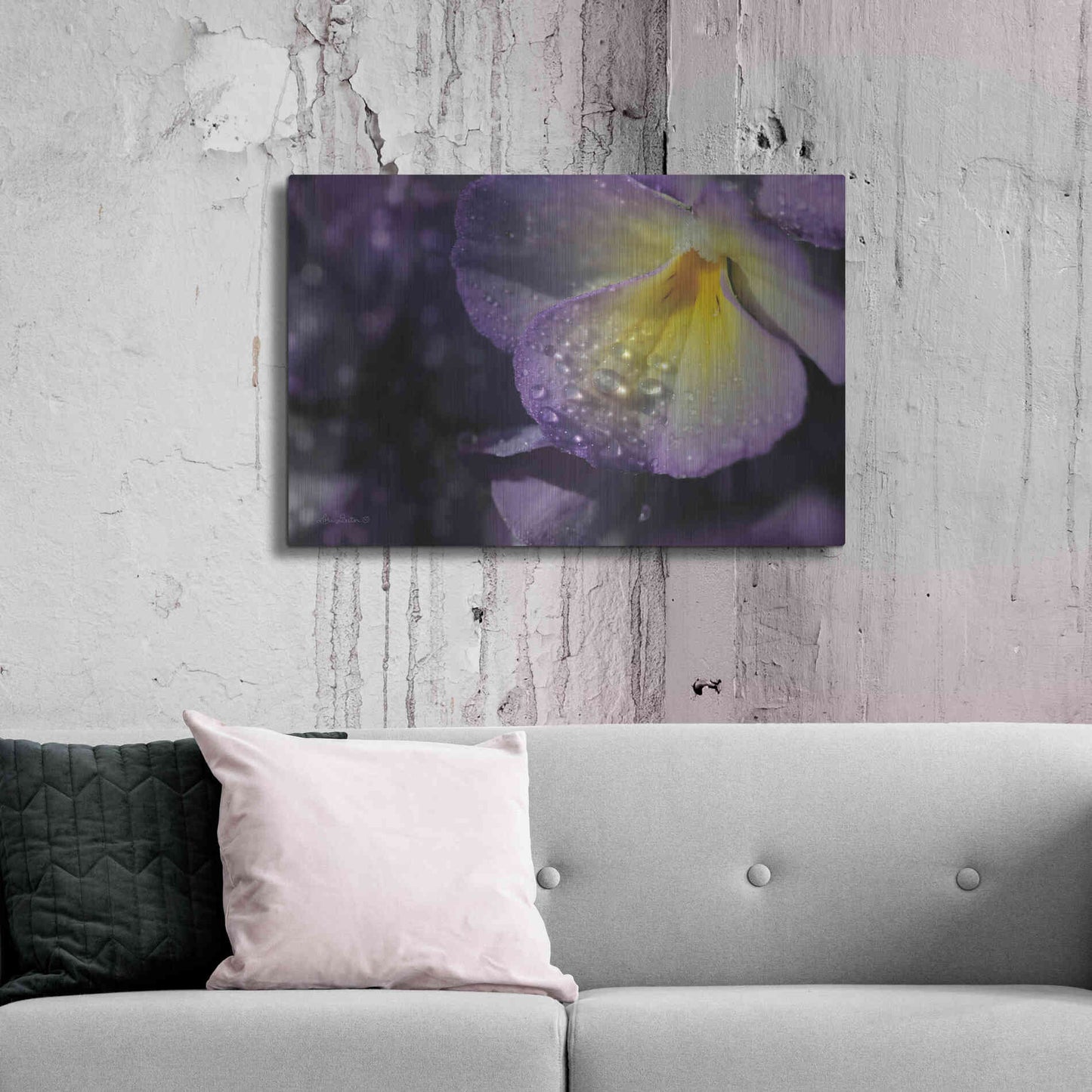 Luxe Metal Art 'Purple Pansy' by Lori Deiter, Metal Wall Art,36x24