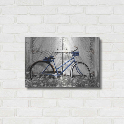 Luxe Metal Art 'Blue Bike at Barn' by Lori Deiter, Metal Wall Art,24x16