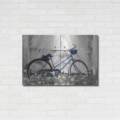 Luxe Metal Art 'Blue Bike at Barn' by Lori Deiter, Metal Wall Art,36x24