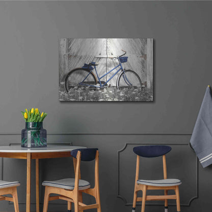 Luxe Metal Art 'Blue Bike at Barn' by Lori Deiter, Metal Wall Art,36x24