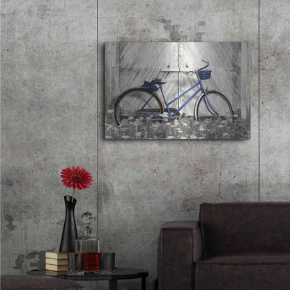Luxe Metal Art 'Blue Bike at Barn' by Lori Deiter, Metal Wall Art,36x24