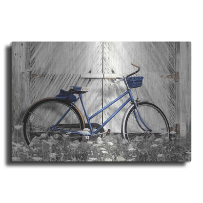 Luxe Metal Art 'Blue Bike at Barn' by Lori Deiter, Metal Wall Art