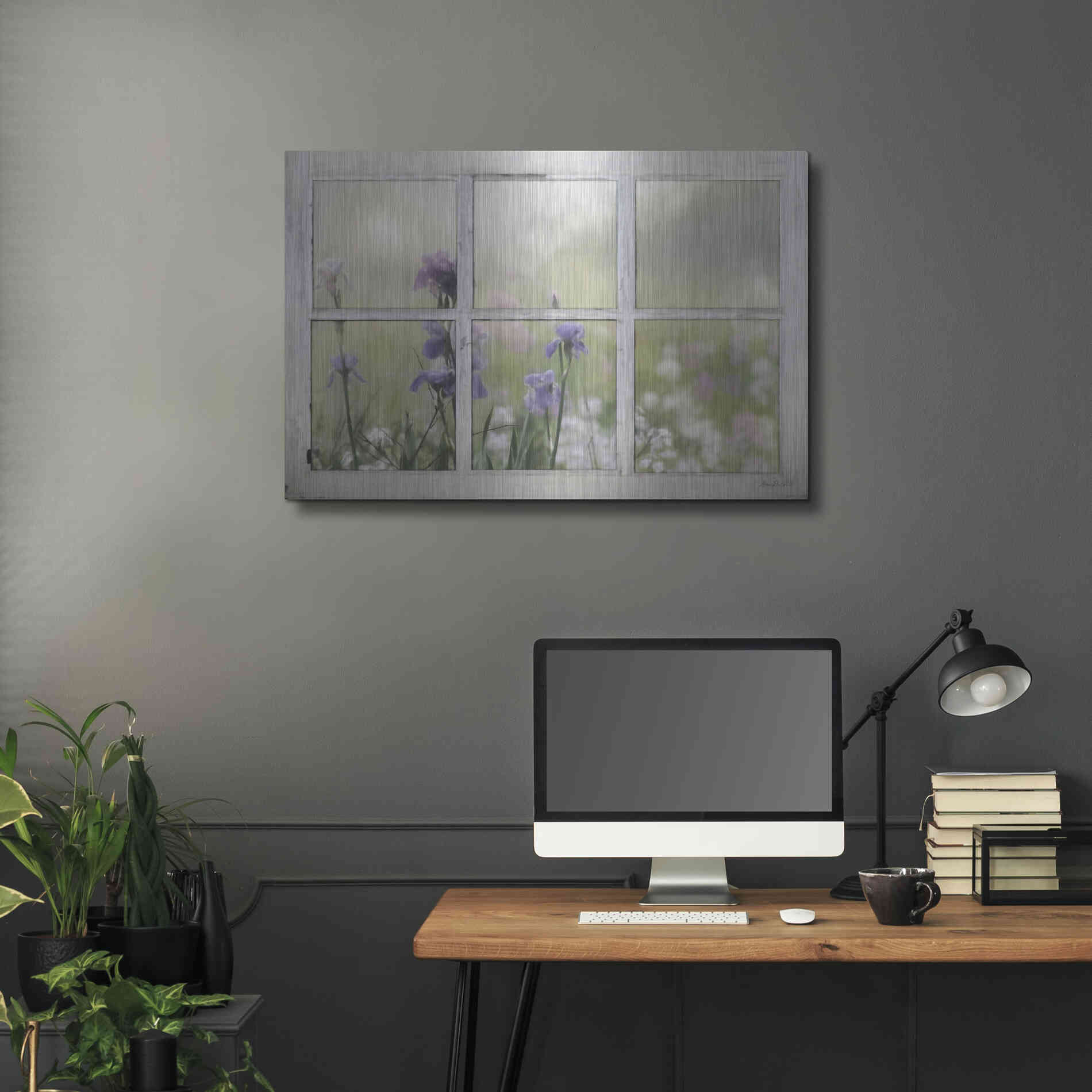 Luxe Metal Art 'Framed Flowers' by Lori Deiter, Metal Wall Art,36x24