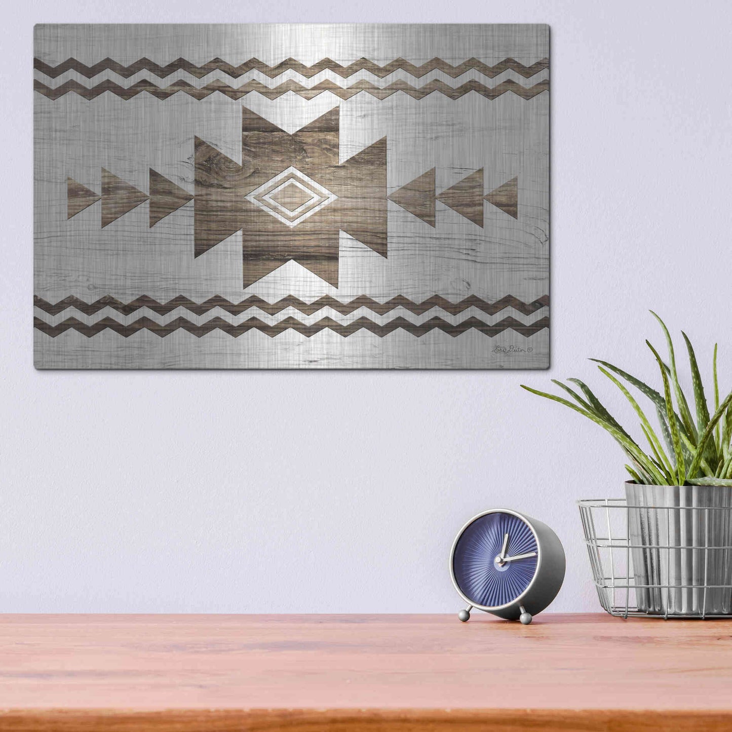 Luxe Metal Art 'Southwest Wood I' by Lori Deiter, Metal Wall Art,16x12