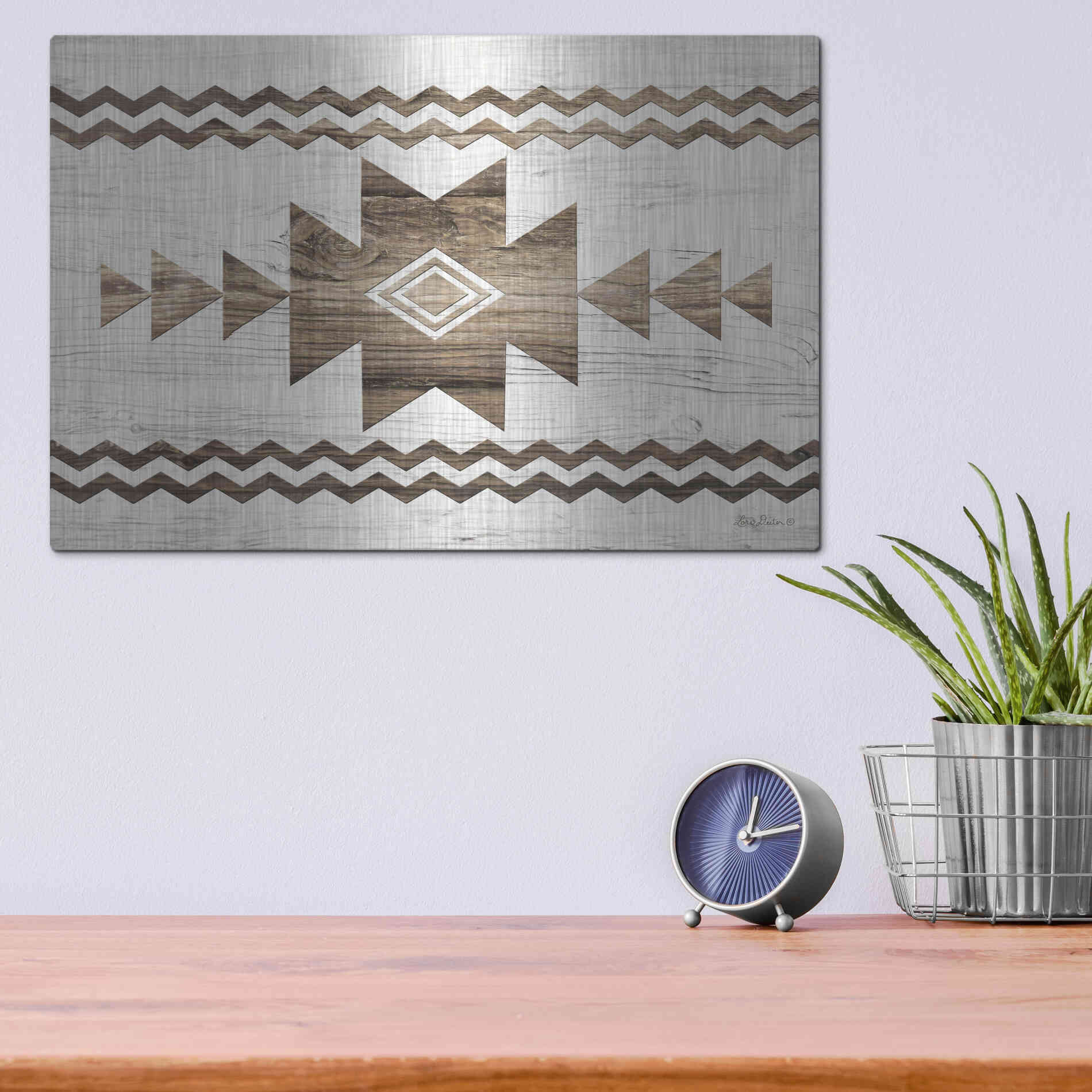 Luxe Metal Art 'Southwest Wood I' by Lori Deiter, Metal Wall Art,16x12