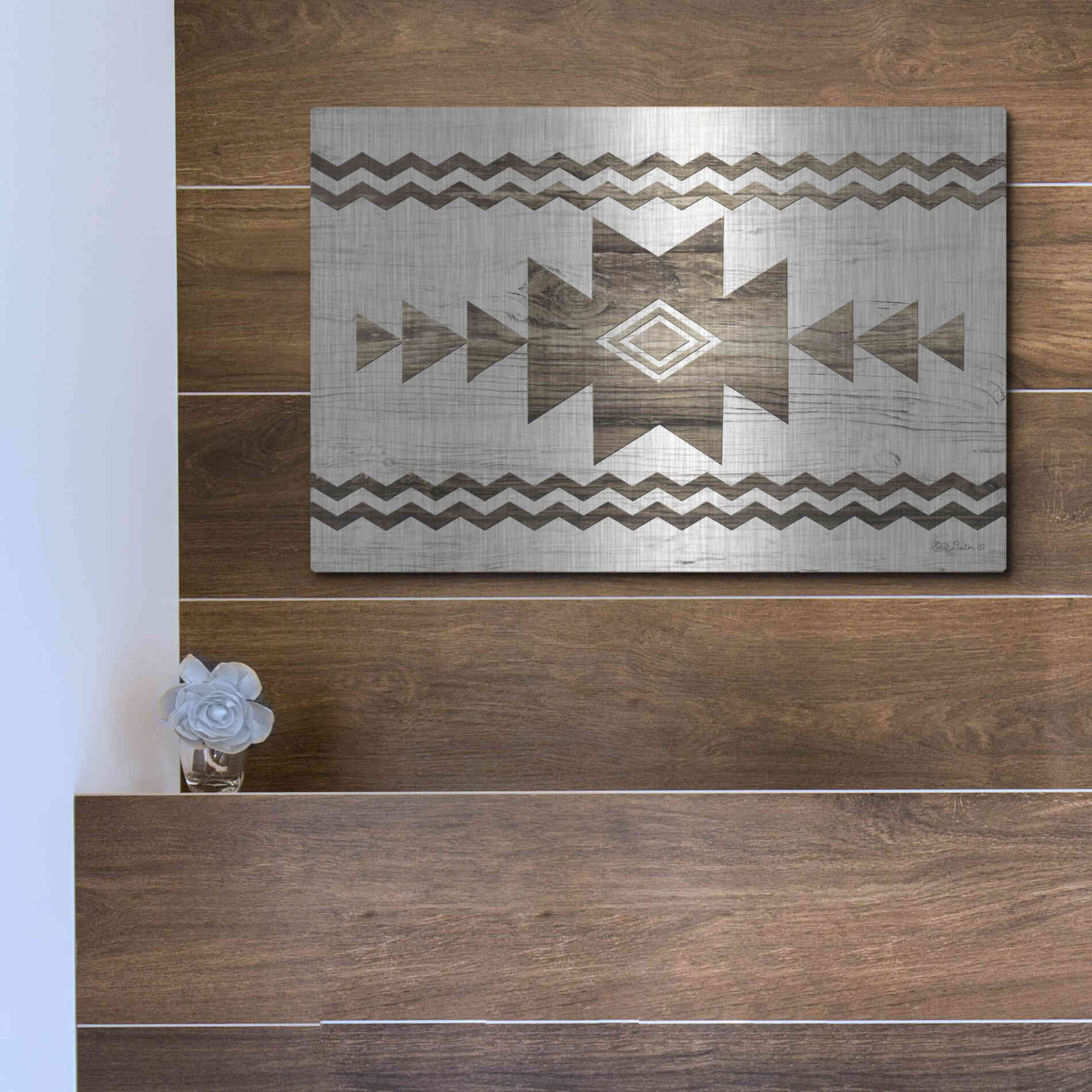 Luxe Metal Art 'Southwest Wood I' by Lori Deiter, Metal Wall Art,16x12
