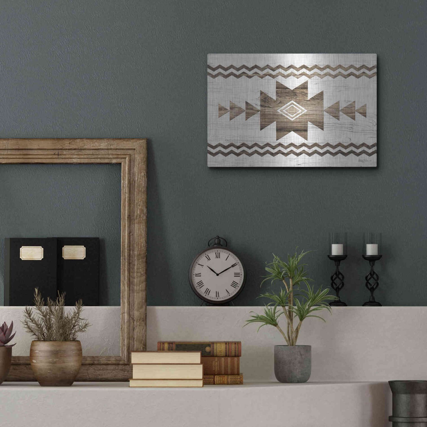 Luxe Metal Art 'Southwest Wood I' by Lori Deiter, Metal Wall Art,16x12