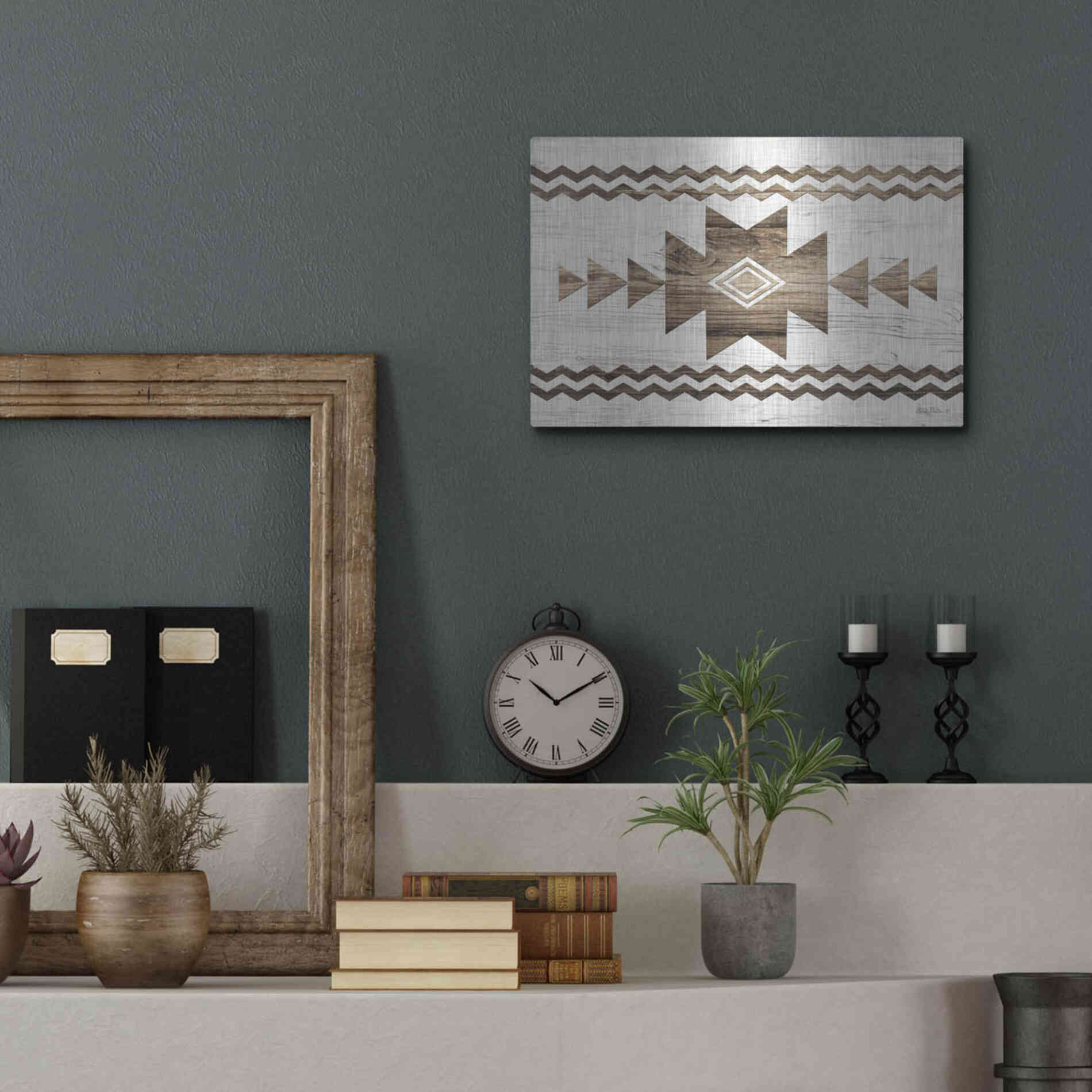 Luxe Metal Art 'Southwest Wood I' by Lori Deiter, Metal Wall Art,16x12