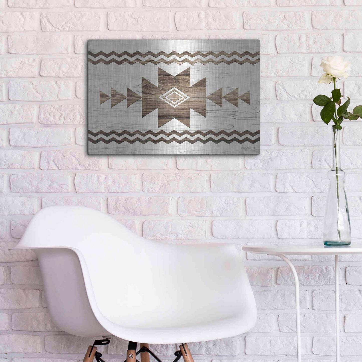 Luxe Metal Art 'Southwest Wood I' by Lori Deiter, Metal Wall Art,24x16
