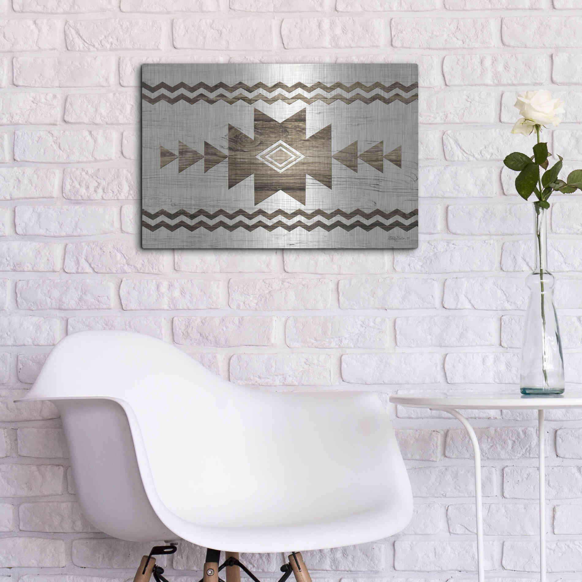 Luxe Metal Art 'Southwest Wood I' by Lori Deiter, Metal Wall Art,24x16