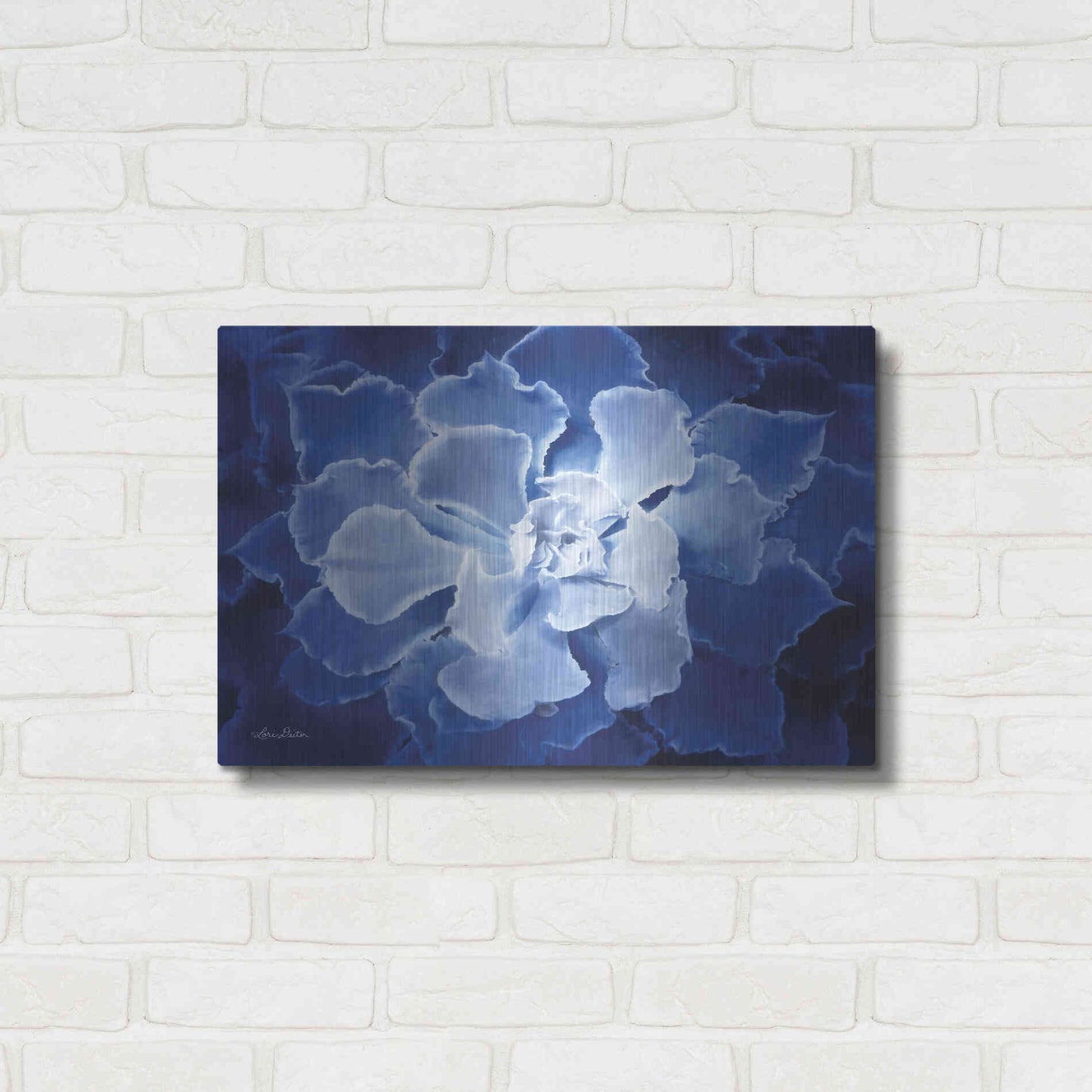 Luxe Metal Art 'Blue Succulent I' by Lori Deiter, Metal Wall Art,24x16