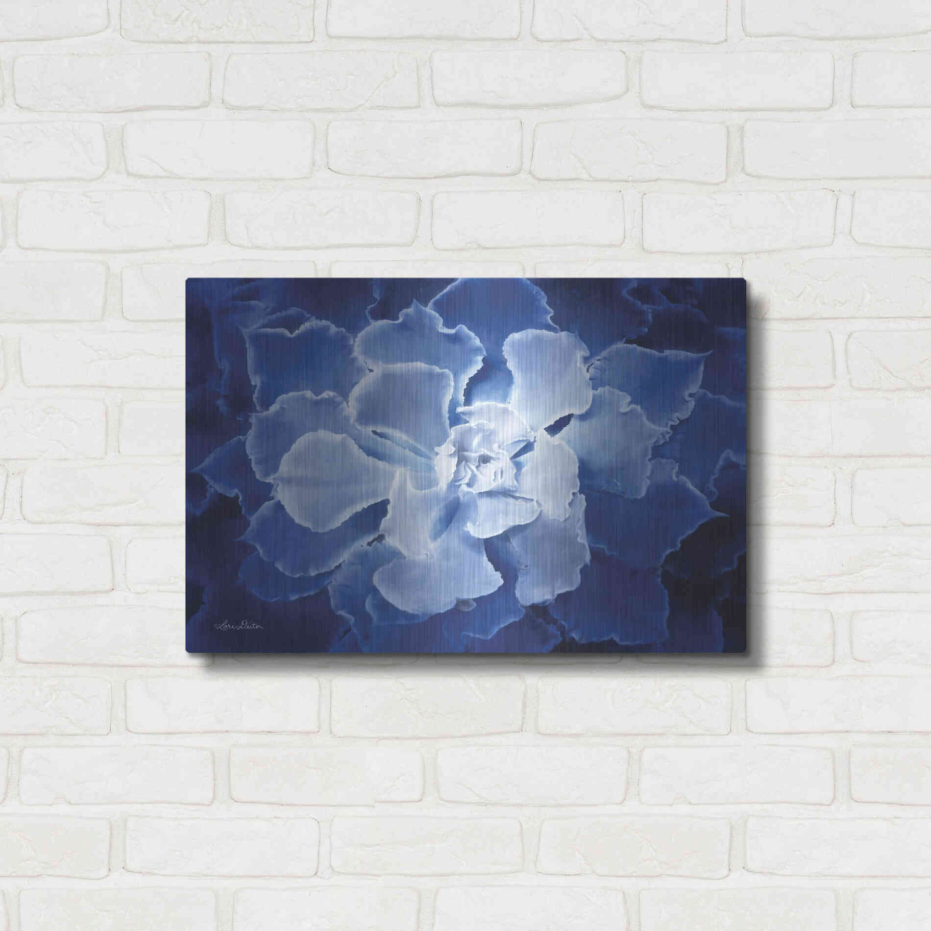 Luxe Metal Art 'Blue Succulent I' by Lori Deiter, Metal Wall Art,24x16