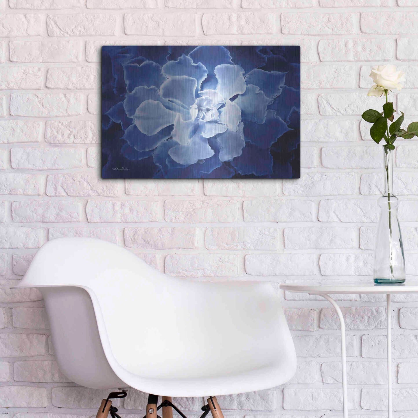 Luxe Metal Art 'Blue Succulent I' by Lori Deiter, Metal Wall Art,24x16