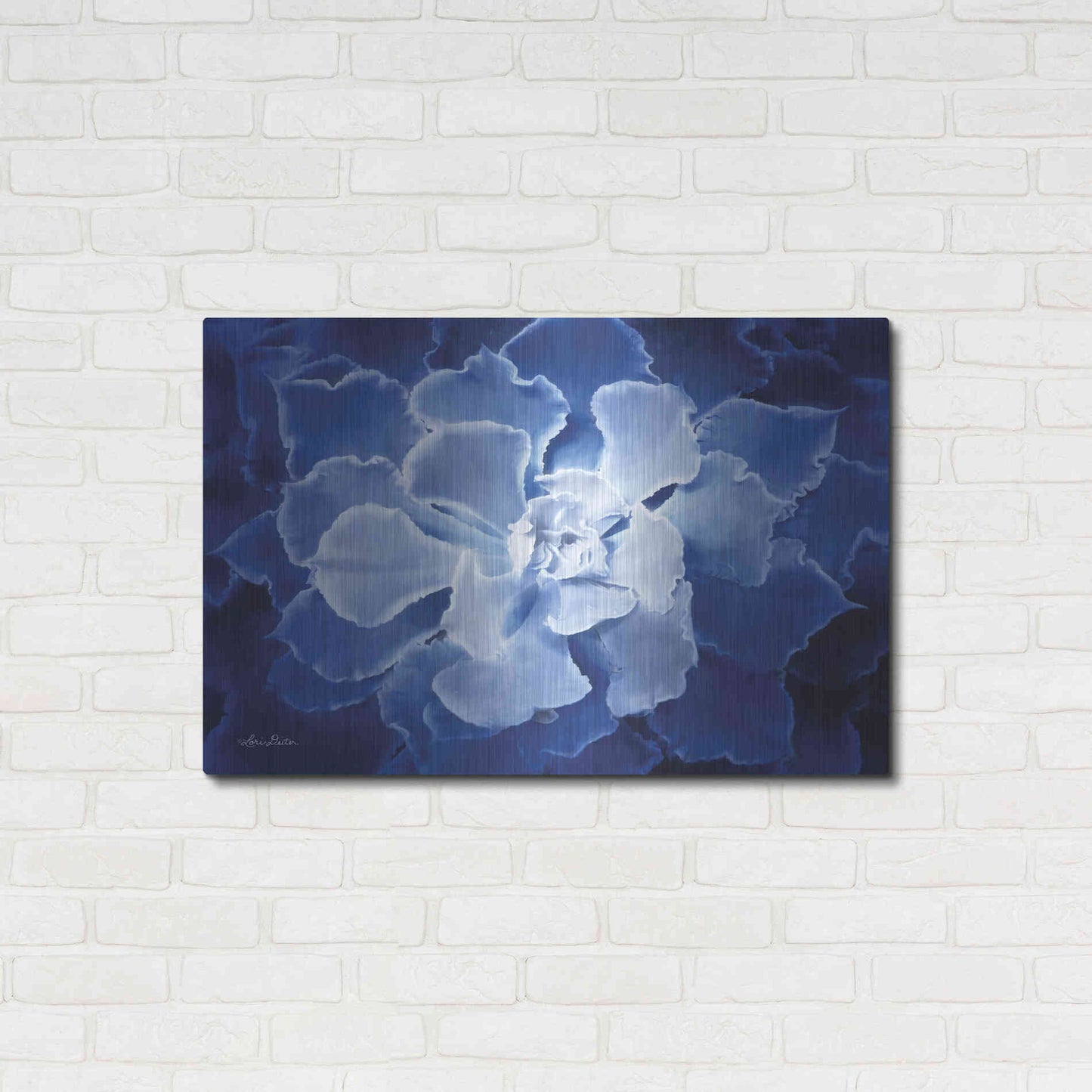 Luxe Metal Art 'Blue Succulent I' by Lori Deiter, Metal Wall Art,36x24