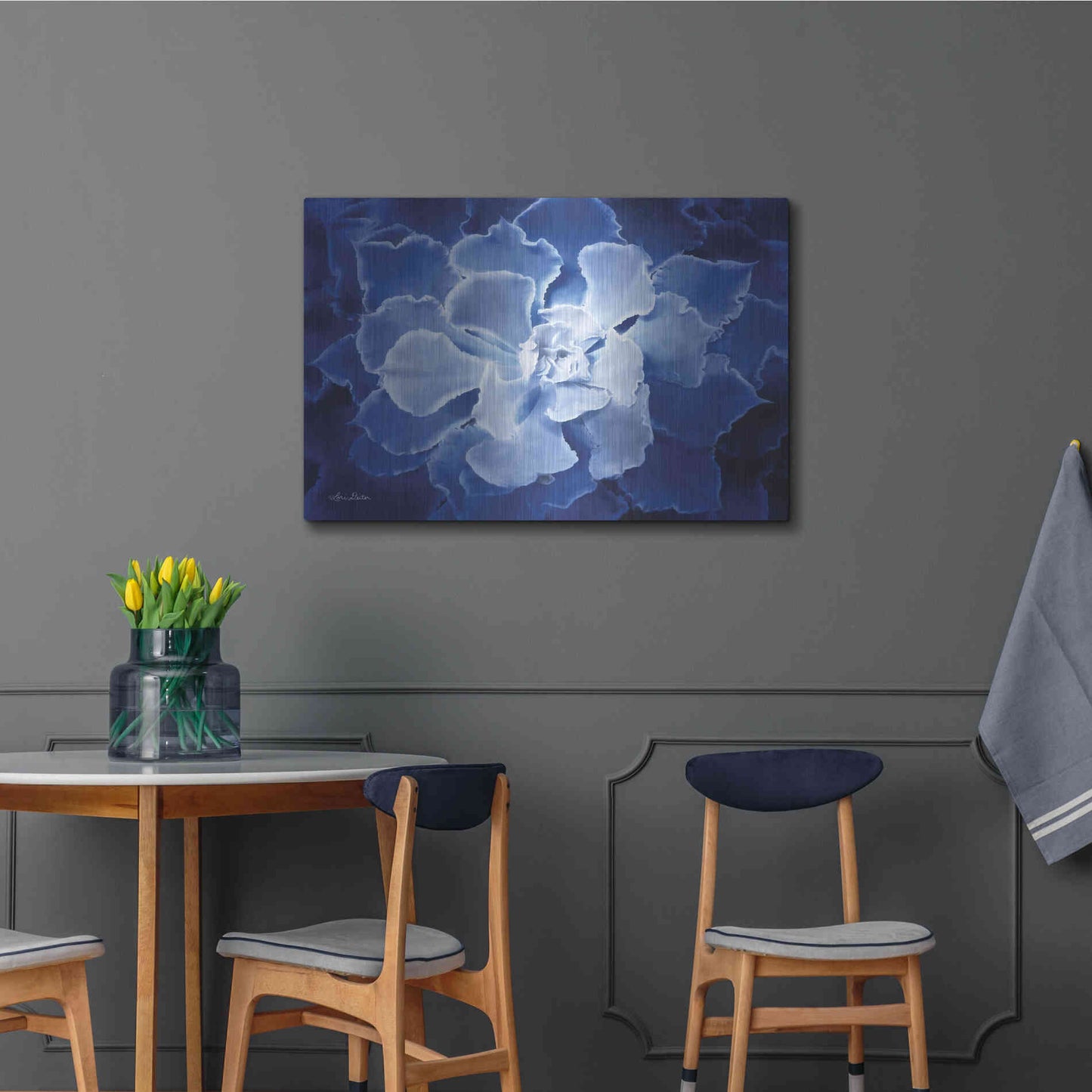 Luxe Metal Art 'Blue Succulent I' by Lori Deiter, Metal Wall Art,36x24