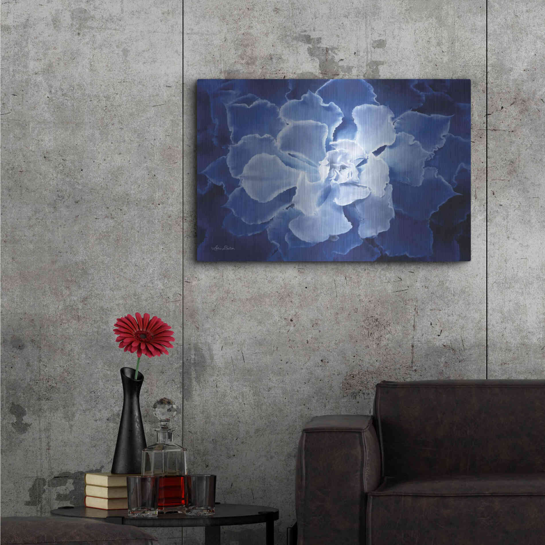 Luxe Metal Art 'Blue Succulent I' by Lori Deiter, Metal Wall Art,36x24