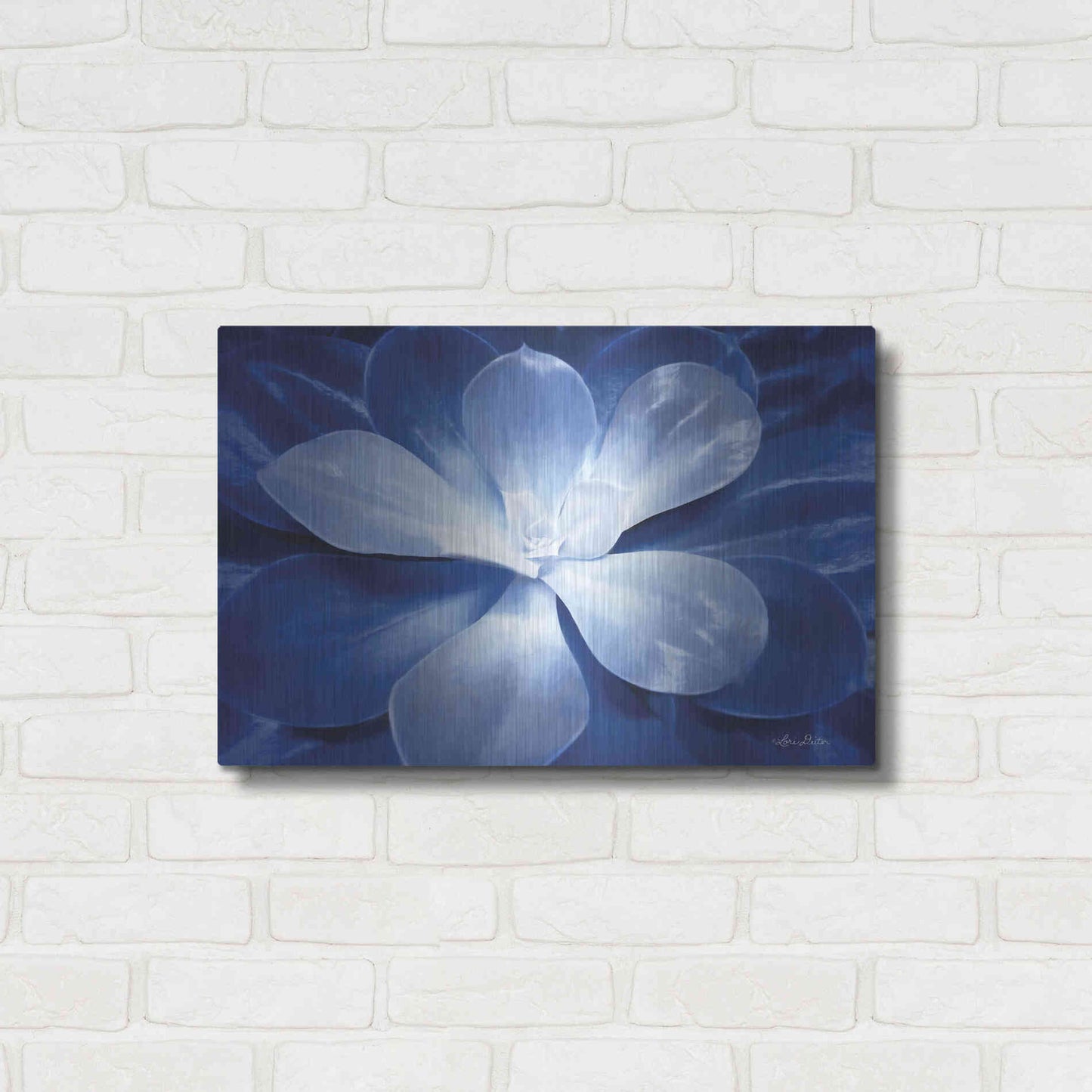 Luxe Metal Art 'Blue Succulent II' by Lori Deiter, Metal Wall Art,24x16