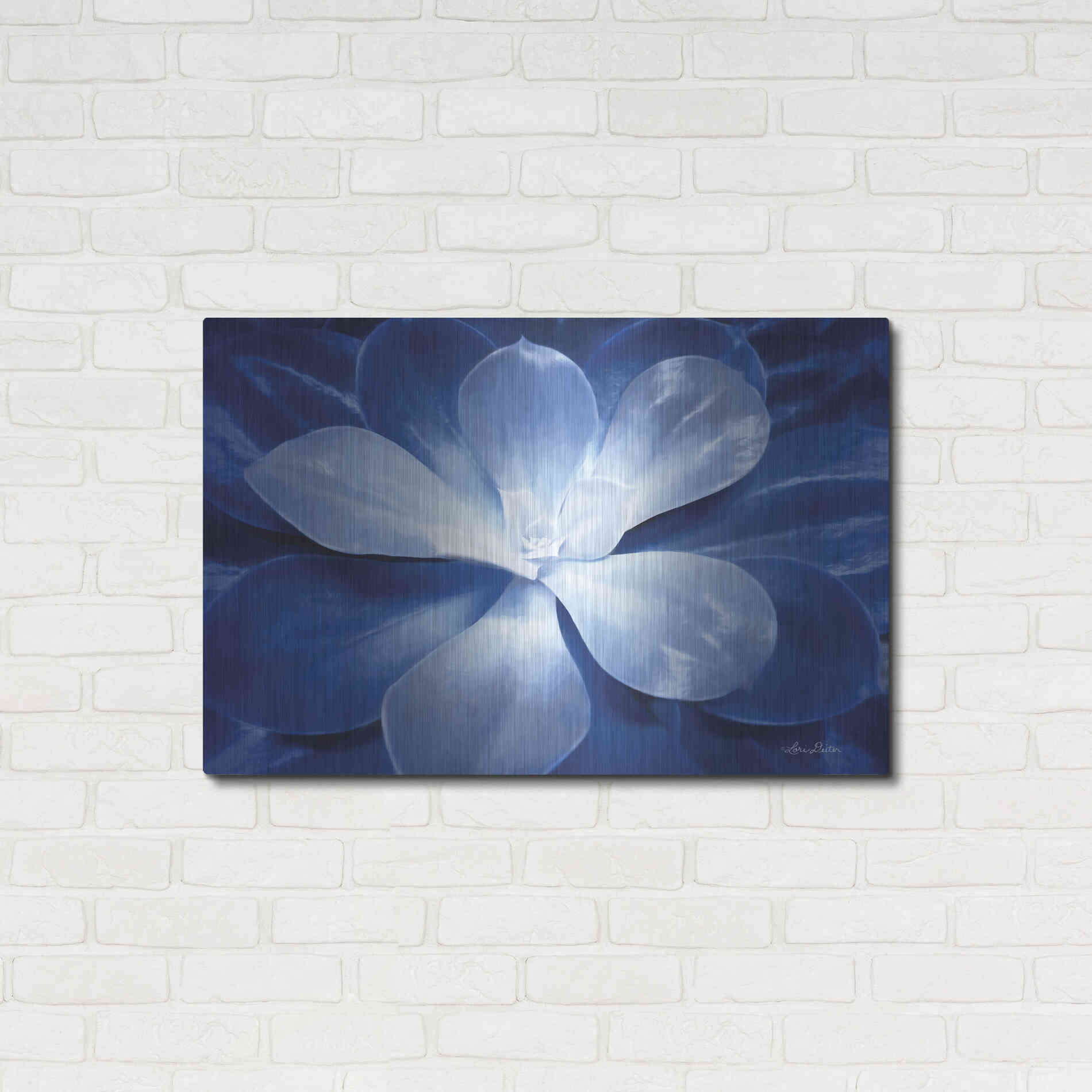 Luxe Metal Art 'Blue Succulent II' by Lori Deiter, Metal Wall Art,36x24
