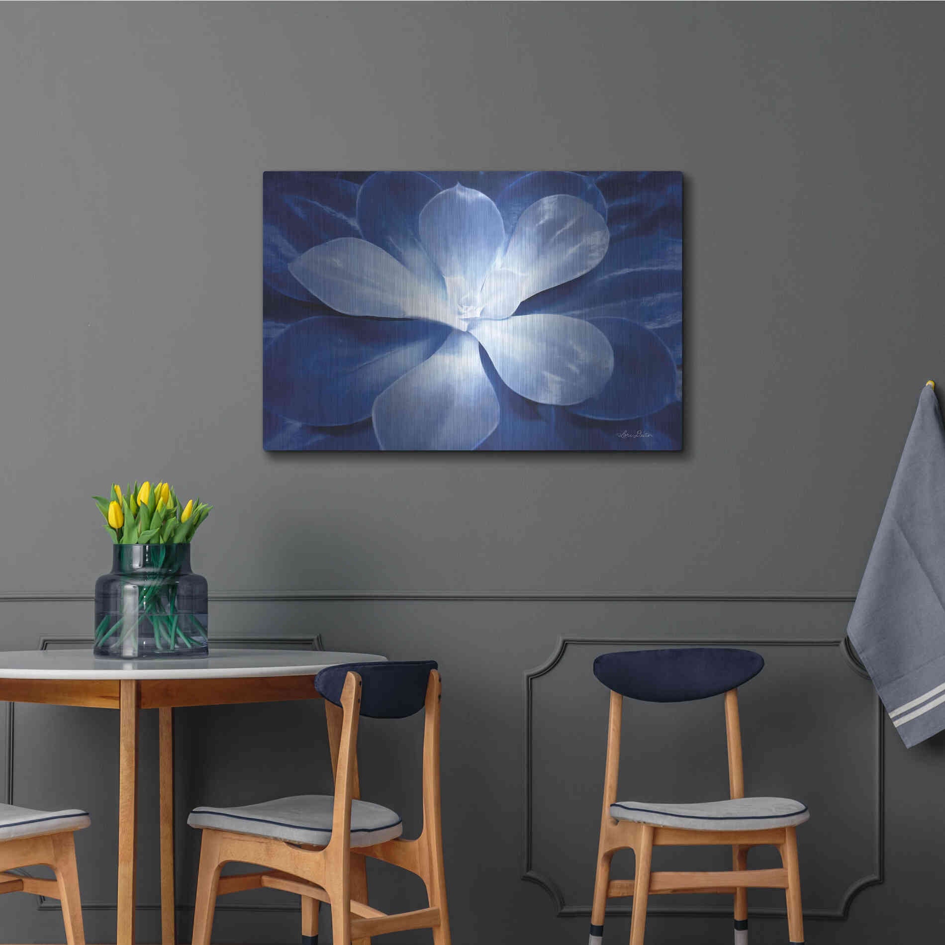 Luxe Metal Art 'Blue Succulent II' by Lori Deiter, Metal Wall Art,36x24