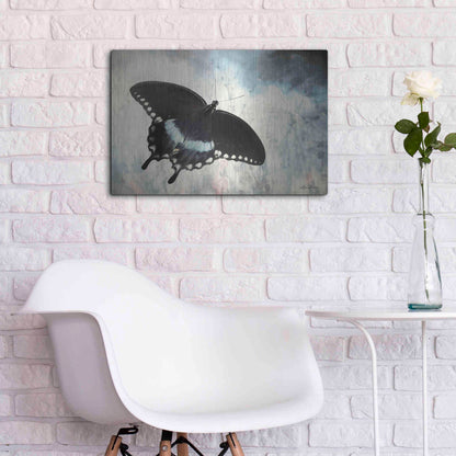 Luxe Metal Art 'Teal Butterfly I' by Lori Deiter, Metal Wall Art,24x16