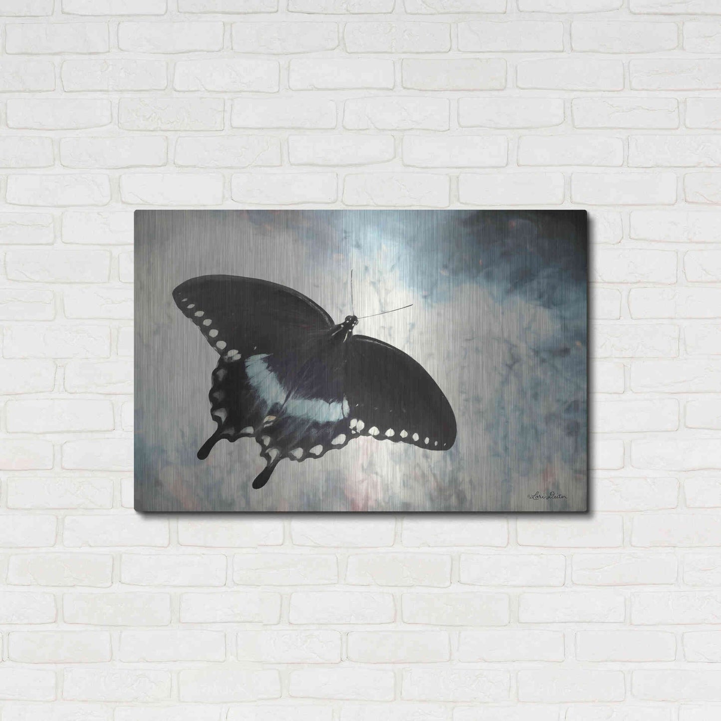 Luxe Metal Art 'Teal Butterfly I' by Lori Deiter, Metal Wall Art,36x24