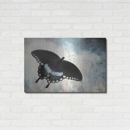 Luxe Metal Art 'Teal Butterfly I' by Lori Deiter, Metal Wall Art,36x24