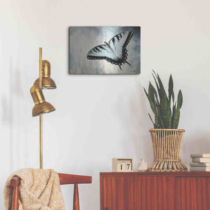 Luxe Metal Art 'Teal Butterfly II' by Lori Deiter, Metal Wall Art,24x16