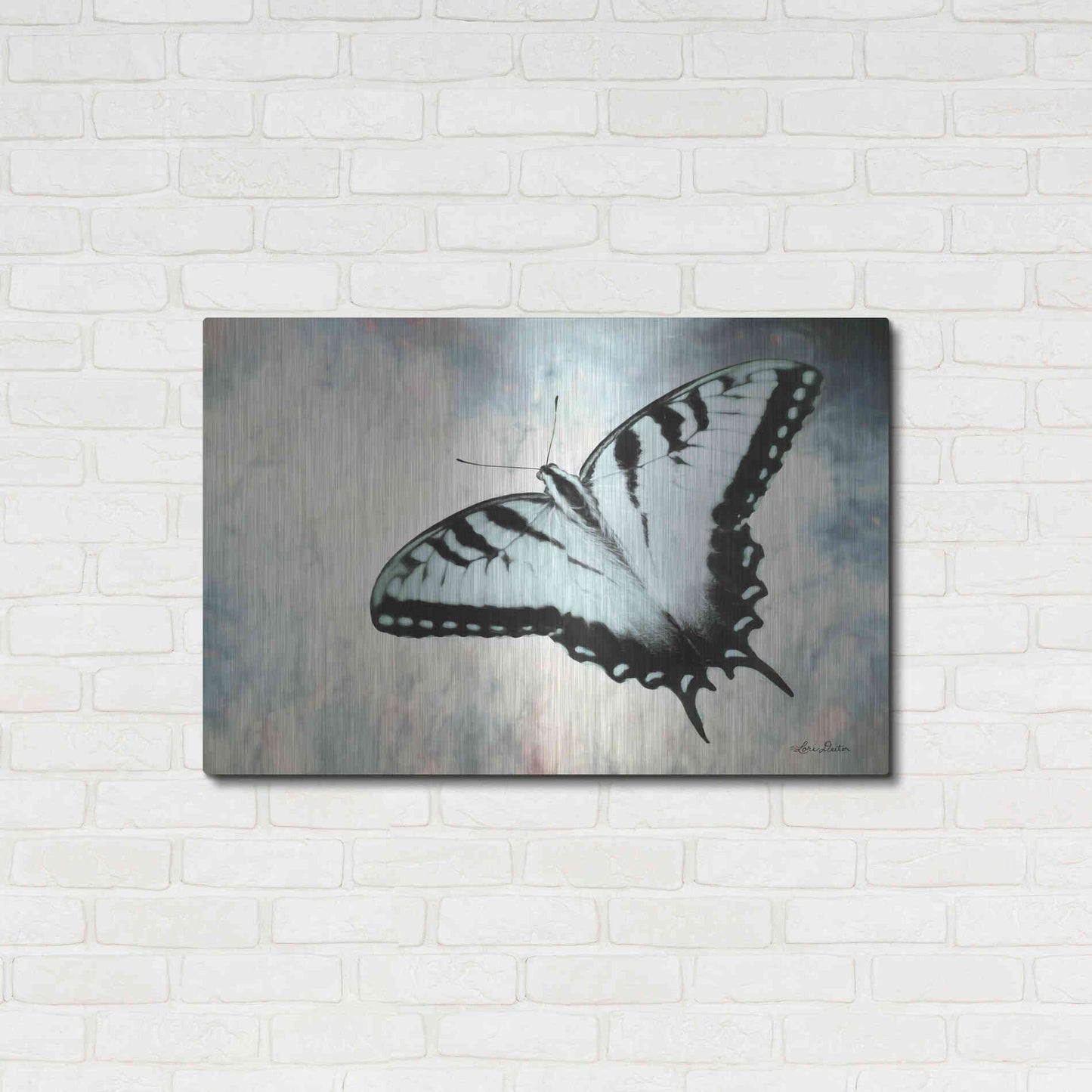Luxe Metal Art 'Teal Butterfly II' by Lori Deiter, Metal Wall Art,36x24