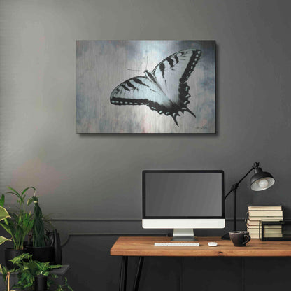 Luxe Metal Art 'Teal Butterfly II' by Lori Deiter, Metal Wall Art,36x24