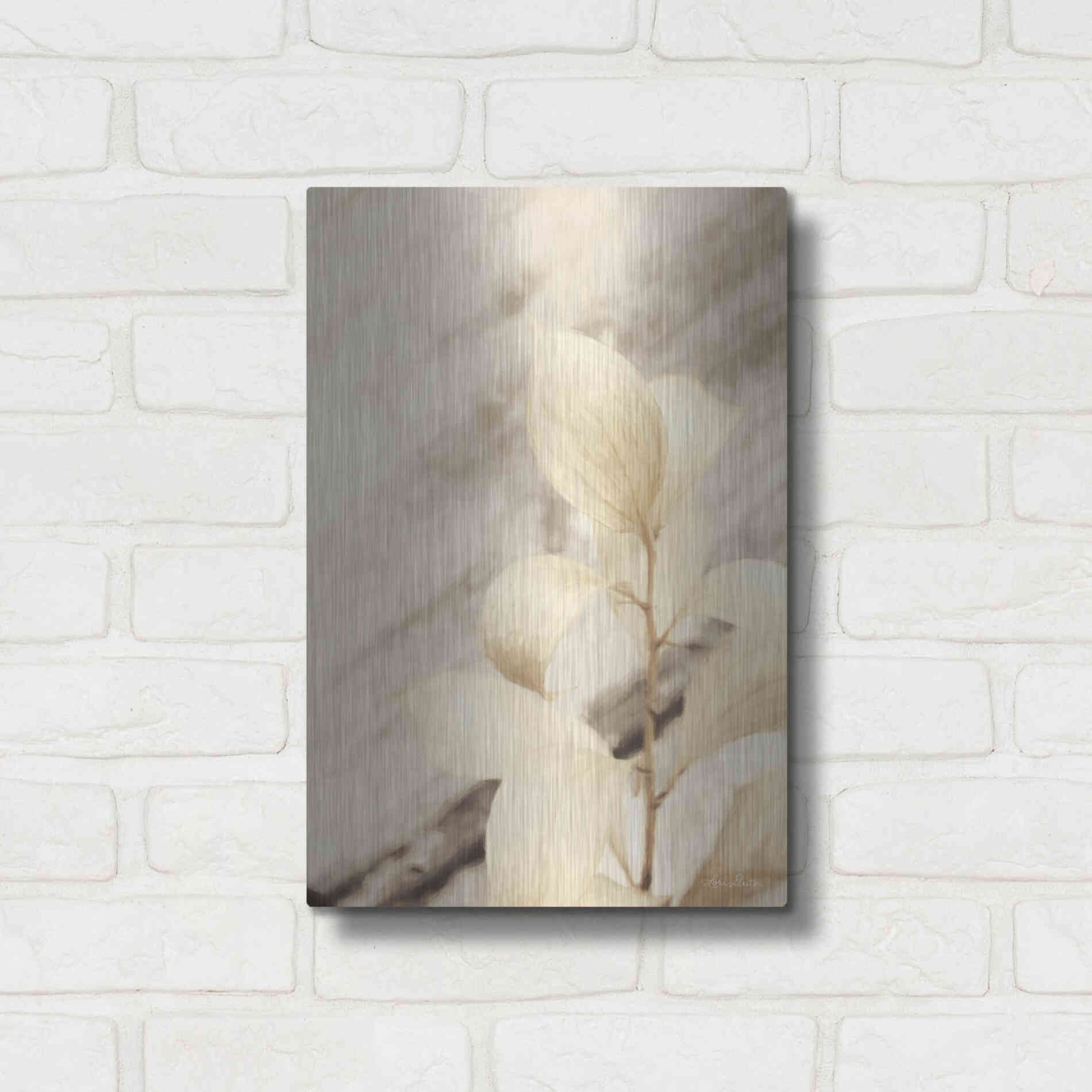 Luxe Metal Art 'Golden Leaves' by Lori Deiter, Metal Wall Art,12x16