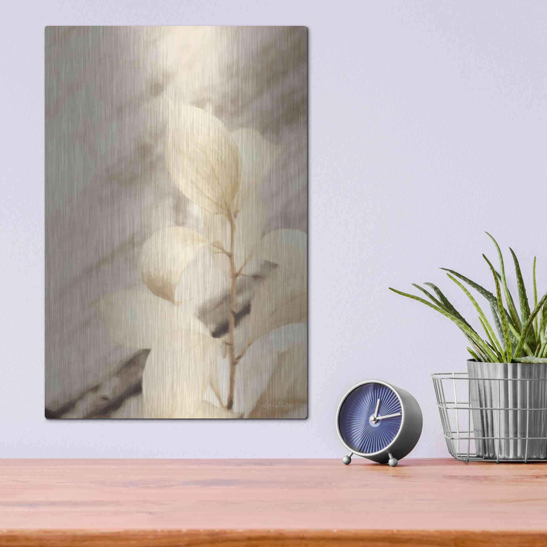 Luxe Metal Art 'Golden Leaves' by Lori Deiter, Metal Wall Art,12x16