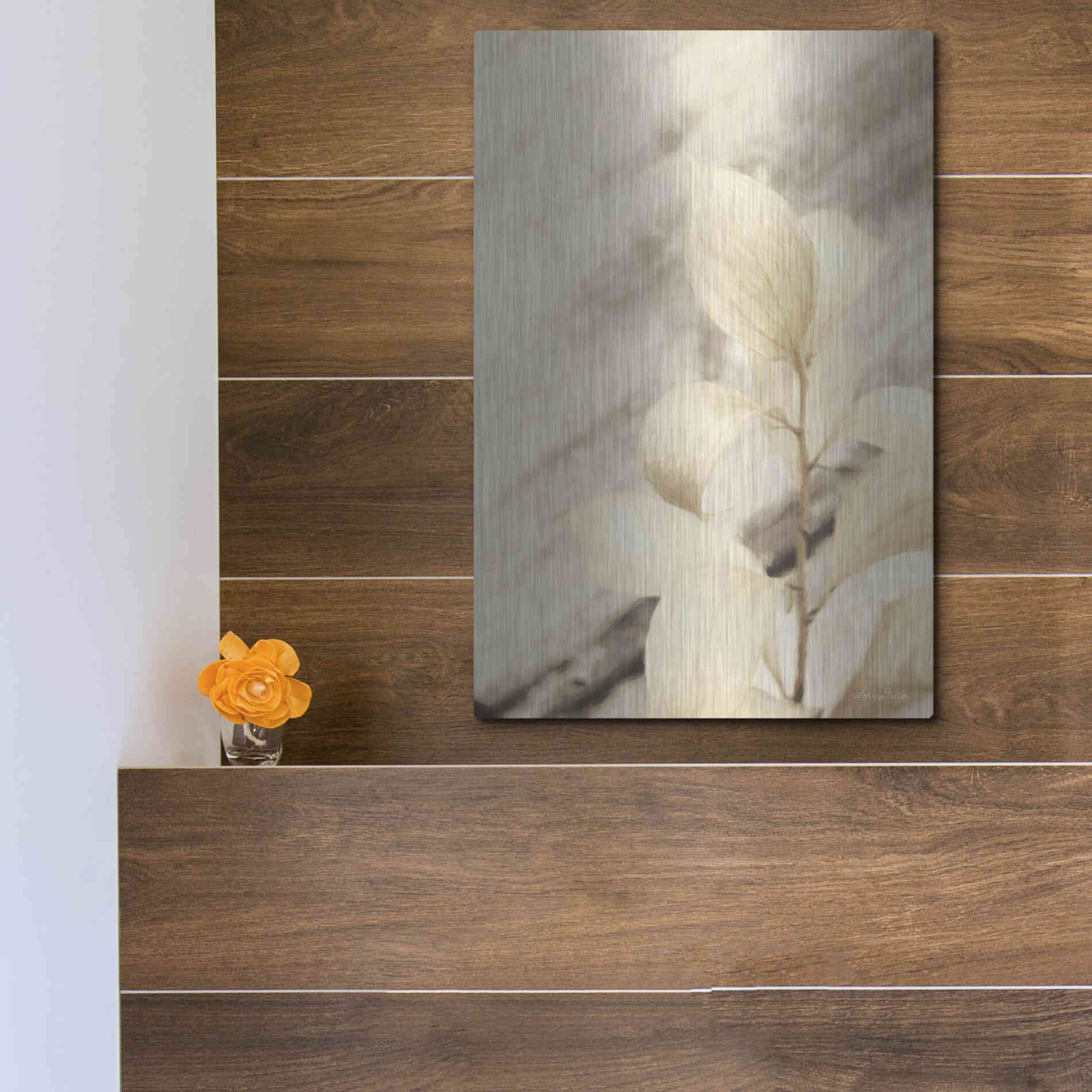 Luxe Metal Art 'Golden Leaves' by Lori Deiter, Metal Wall Art,12x16