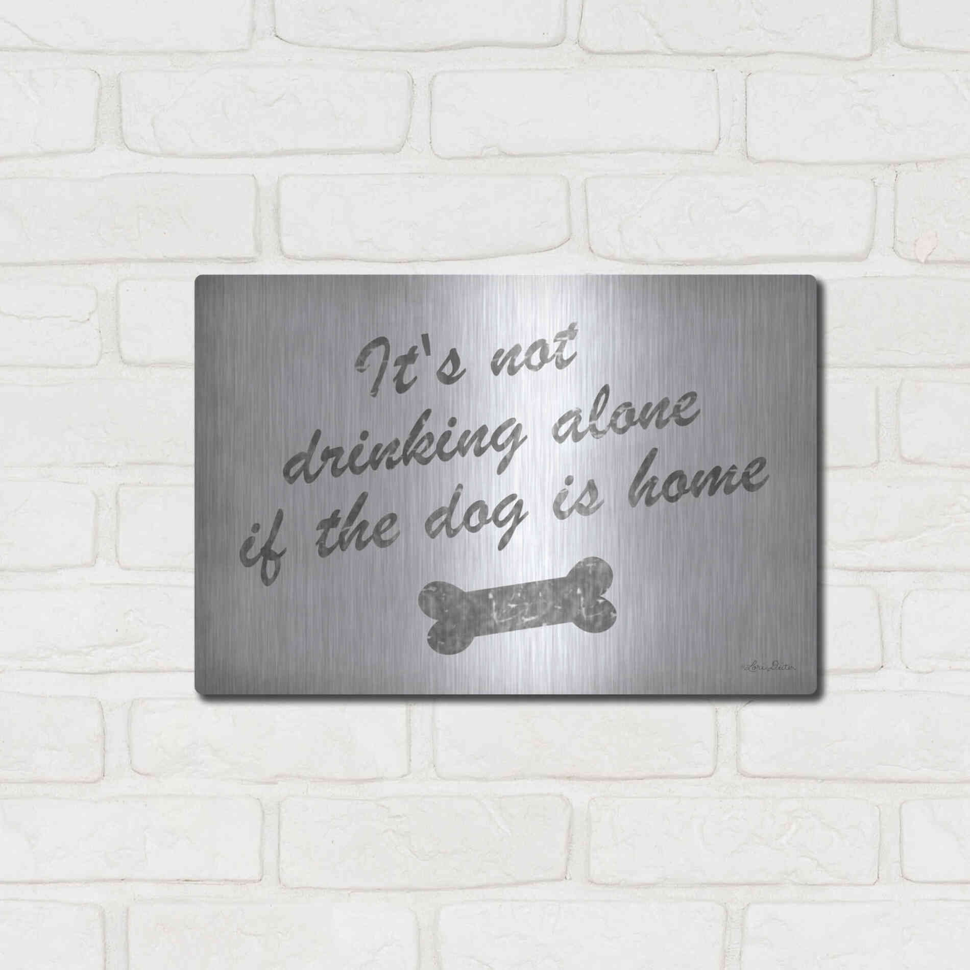 Luxe Metal Art 'Drinking Alone' by Lori Deiter, Metal Wall Art,16x12