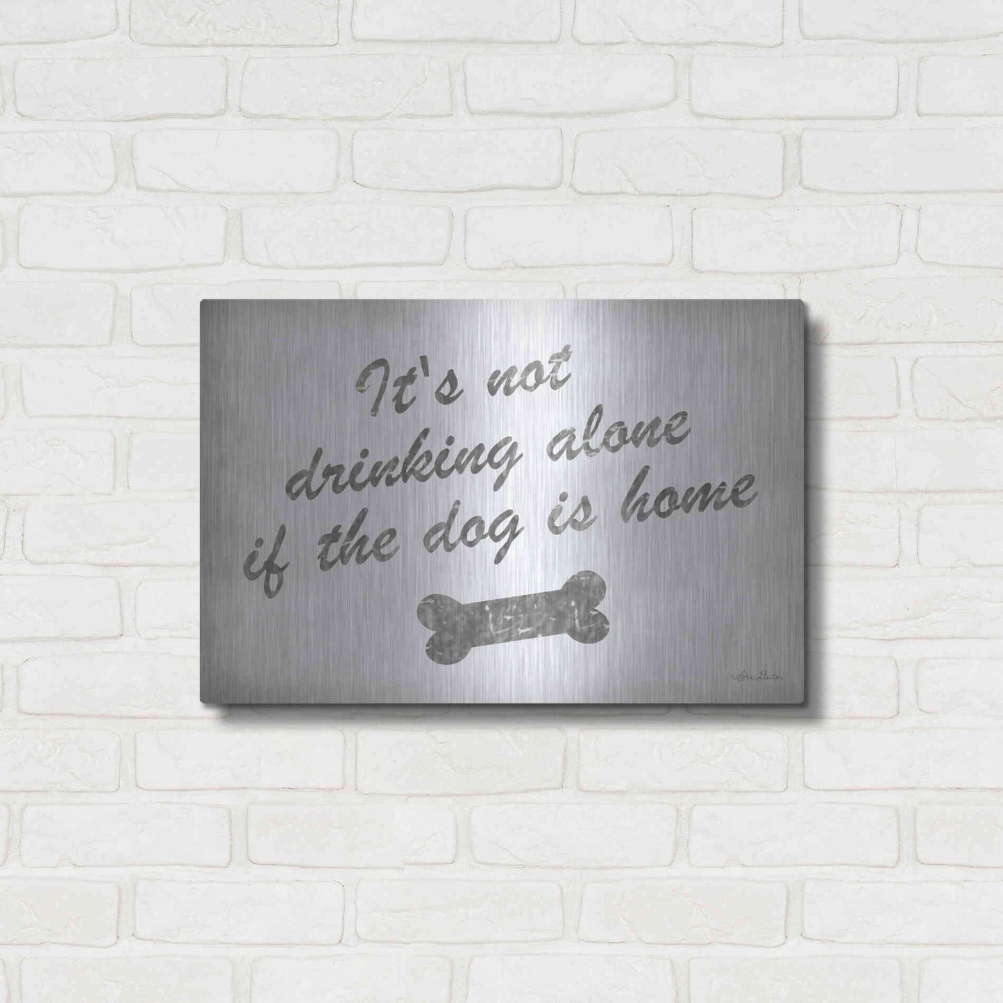 Luxe Metal Art 'Drinking Alone' by Lori Deiter, Metal Wall Art,24x16