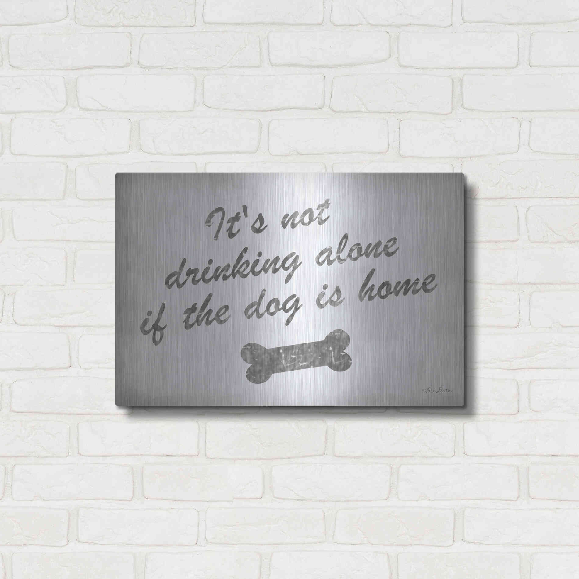 Luxe Metal Art 'Drinking Alone' by Lori Deiter, Metal Wall Art,24x16