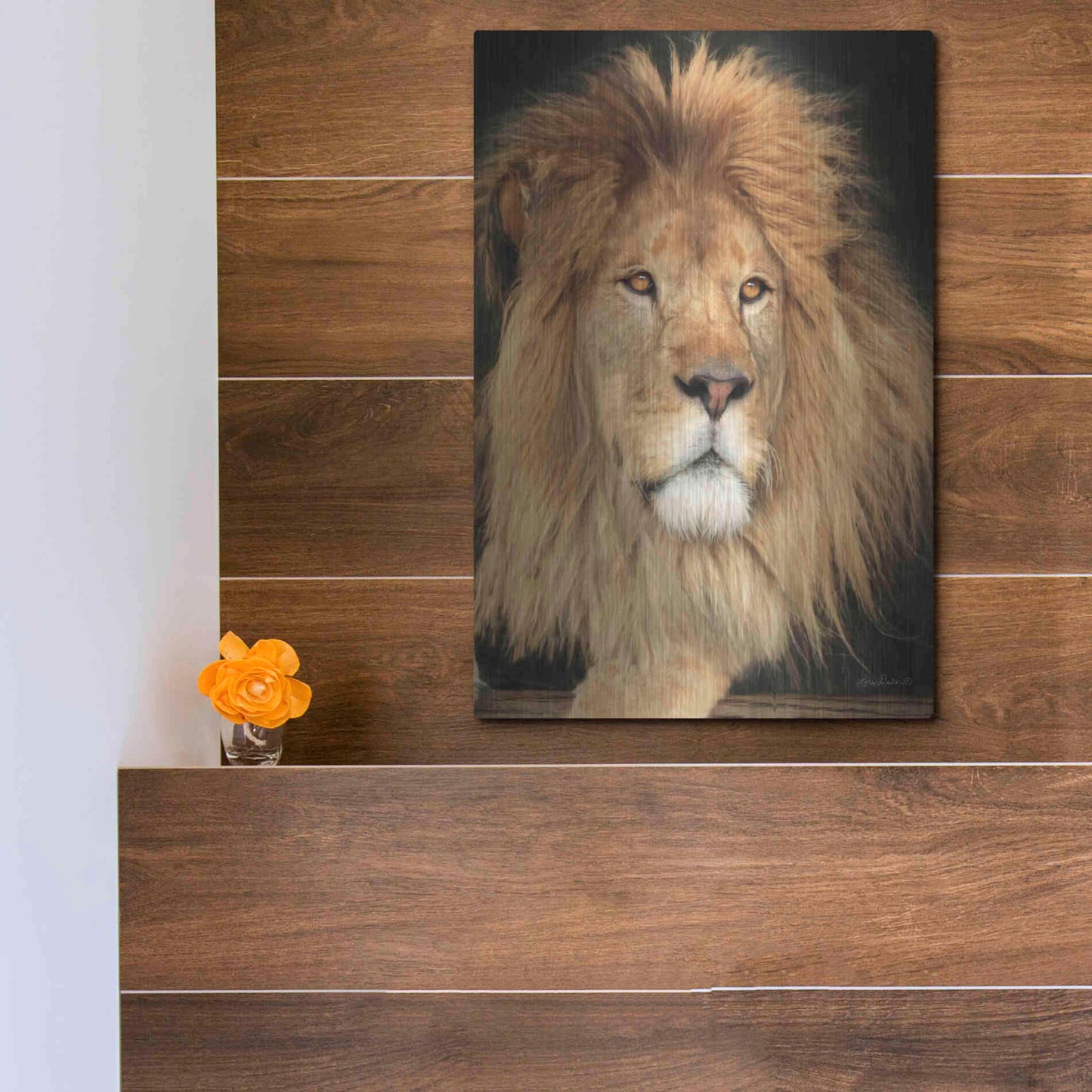 Luxe Metal Art 'King of the Jungle' by Lori Deiter, Metal Wall Art,12x16
