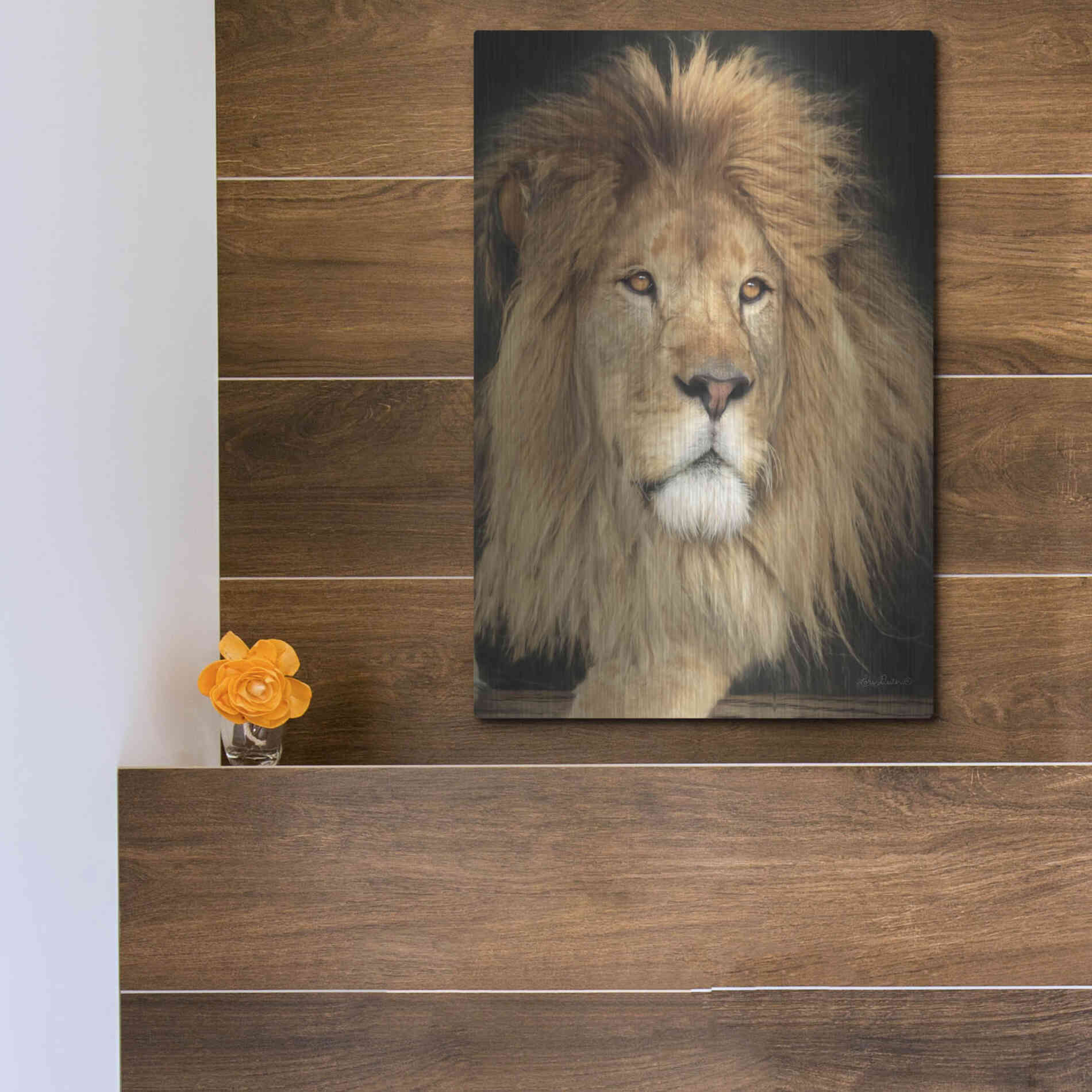 Luxe Metal Art 'King of the Jungle' by Lori Deiter, Metal Wall Art,12x16