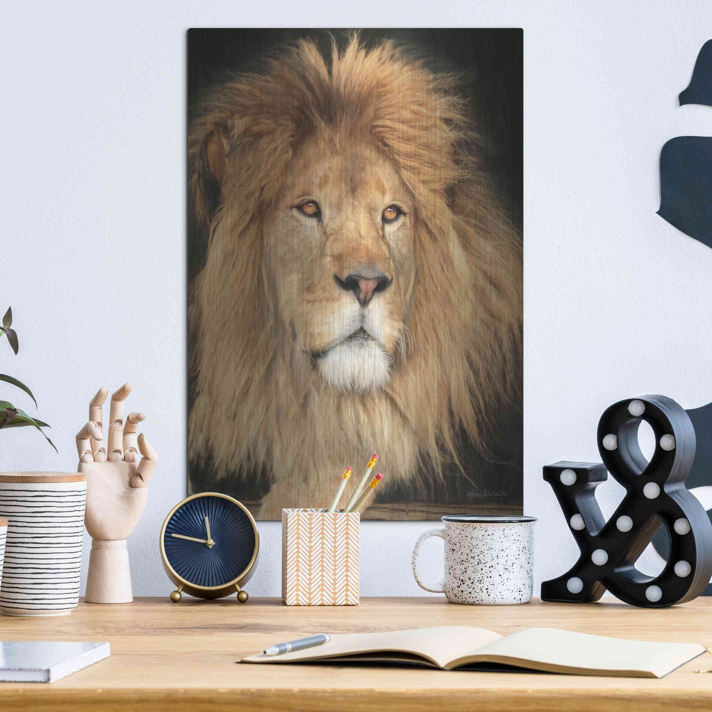 Luxe Metal Art 'King of the Jungle' by Lori Deiter, Metal Wall Art,12x16
